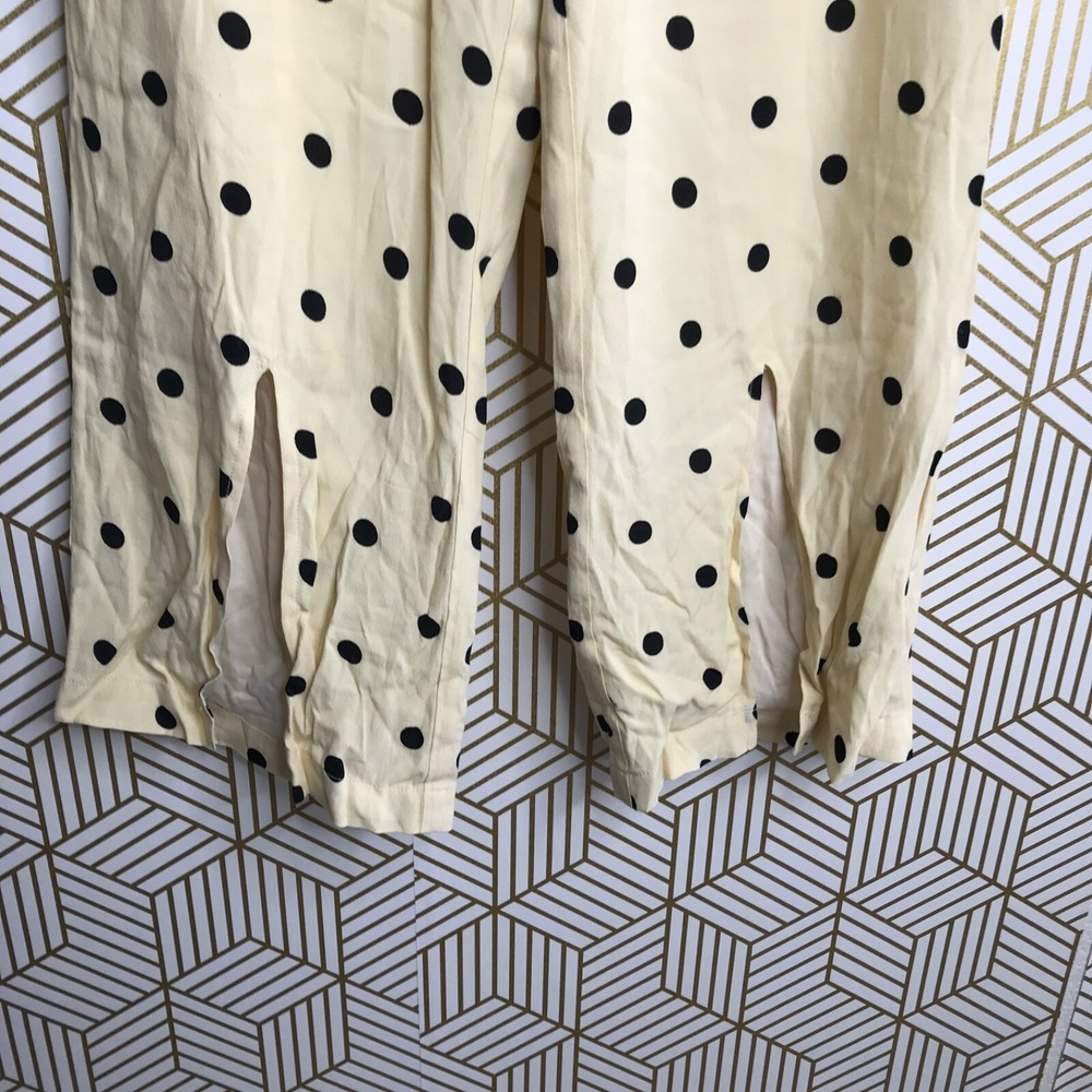 Capulet Womens Polka Dot Pants Size 26 Light Yellow Split Cuffs Viscose Blend - Picture 5 of 9